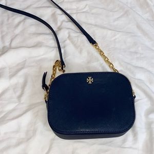 Tory Burch Navy Blue Crossbody Saffino Leather